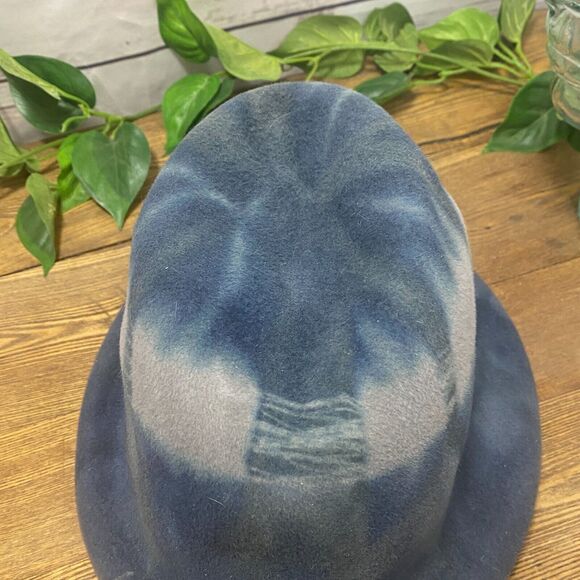Rafi De Luca Wearable Art To Wear Made in Italy Lapin Fur Hat Blue Gray Tie Dye - Picture 13 of 13